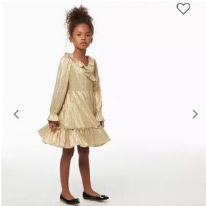 METALLIC PLISSE FAUX WRAP DRESS